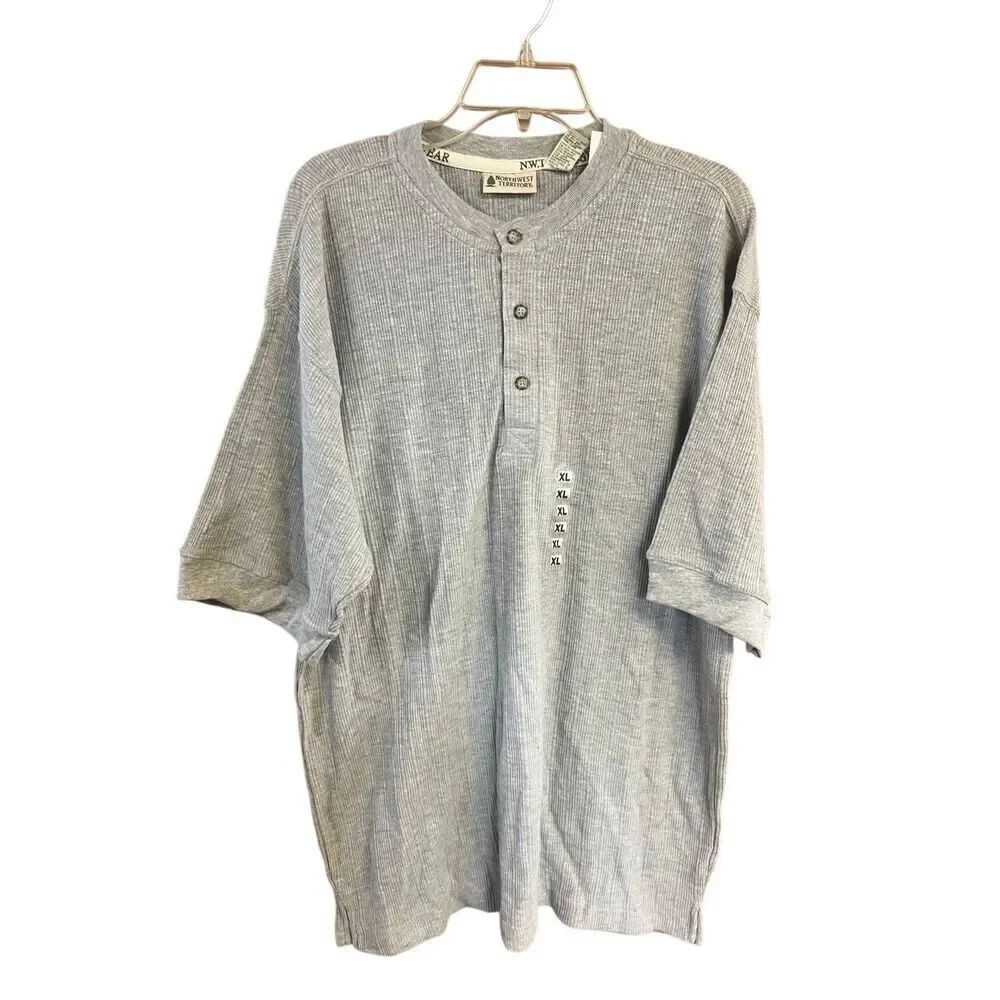 Northwest territory Men’s Fine Ribbed Henley Knit Gray Sz XL NWT *